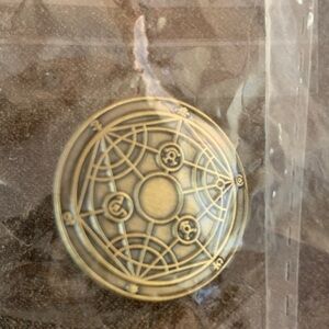 Antique Brass Alchemy Circle Medallion Pendant